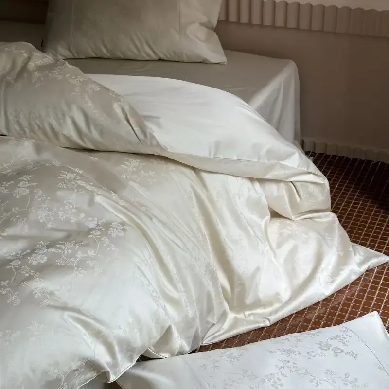 New Chines Style 100% Cotton Satin Jacquard Duvet Cover Set Super Luxury Soft Silky Bedding Set Queen Quilt Cover and Pillowcase
