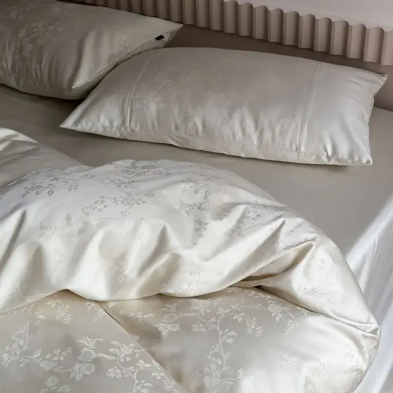 New Chines Style 100% Cotton Satin Jacquard Duvet Cover Set Super Luxury Soft Silky Bedding Set Queen Quilt Cover and Pillowcase