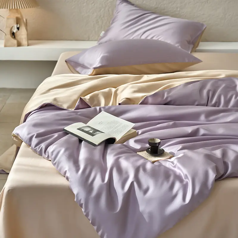 High-end 65% Lyocell Fiber + 35% Cotton Bedding Set Queen Fresh Natural Plant Duvet Cover Set with Sheets Quilt Cover Pillowcase