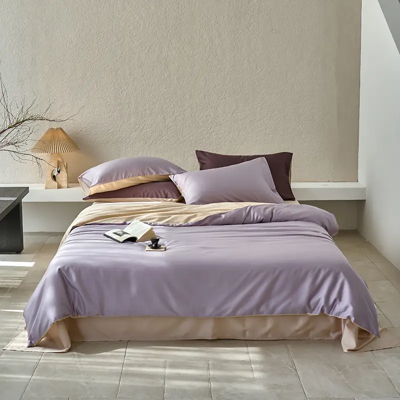 High-end 65% Lyocell Fiber + 35% Cotton Bedding Set Queen Fresh Natural Plant Duvet Cover Set with Sheets Quilt Cover Pillowcase
