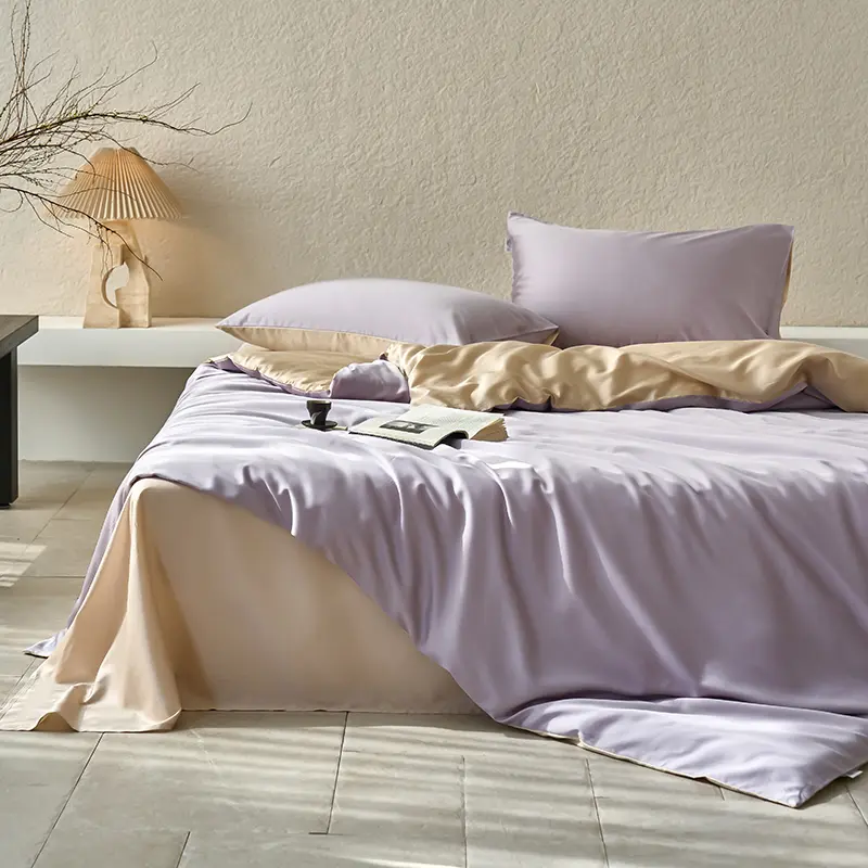 High-end 65% Lyocell Fiber + 35% Cotton Bedding Set Queen Fresh Natural Plant Duvet Cover Set with Sheets Quilt Cover Pillowcase