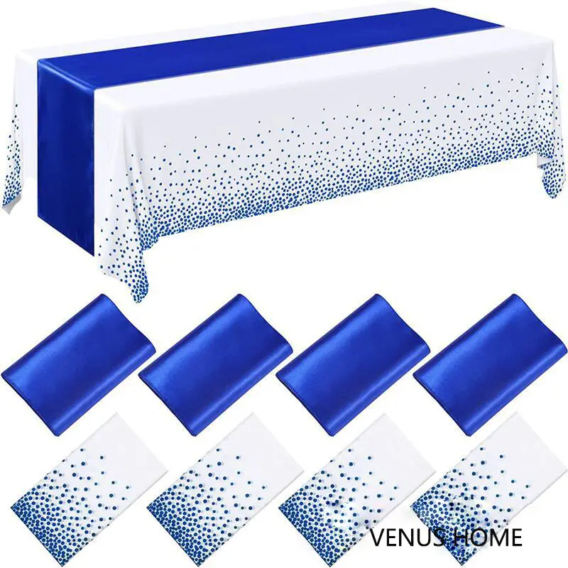 Disposable Plastic Tablecloths 54" x 108" White and Sage Green Dot Party Table Cloth Rectangle Table Cover for Wedding Birthday