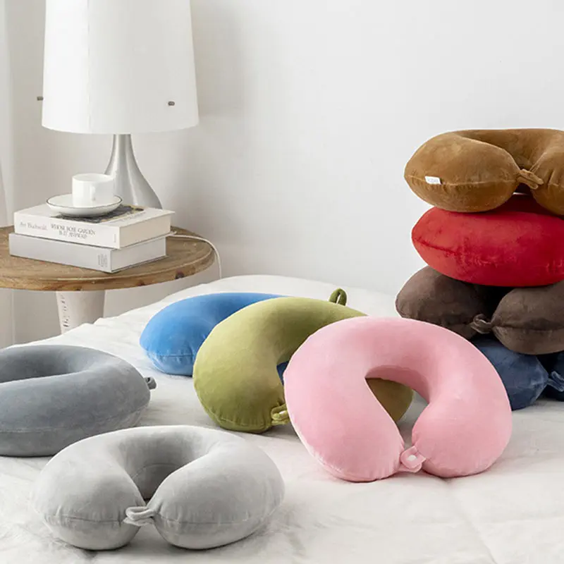 Travel Pillow Pure Memory Foam U Shaped Neck Pillow Super Lightweight Portable Headrest for Airplane Car Office Sleeping Rest