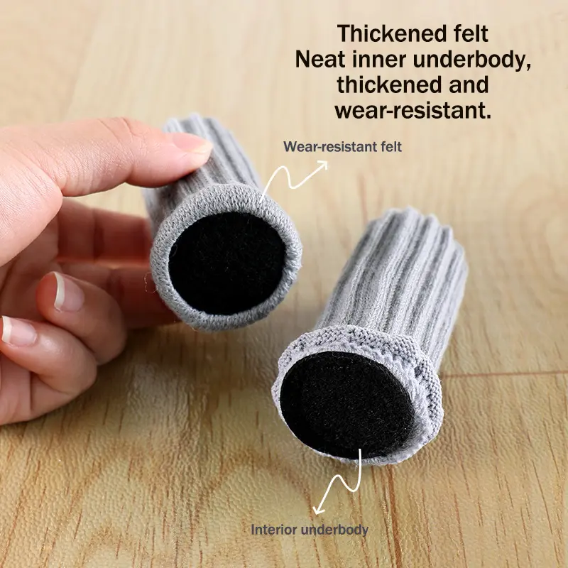 24 Pcs gray Chair Socks for Hardwood Floors with Felt Pad Bottom Enhanced Chair Leg Floor Protectors Non-Slip No Falling Off