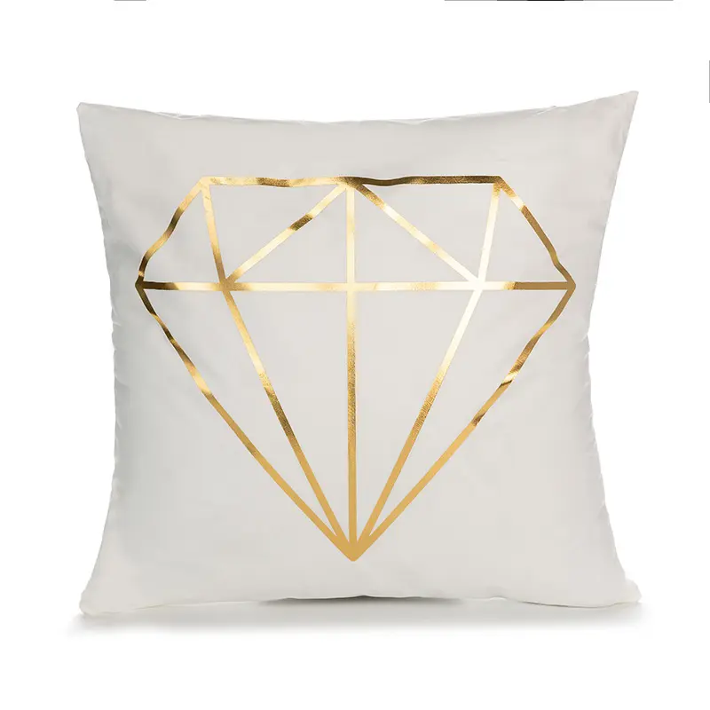 Decorative Throw Pillow Case Cushion Cover Gold Stamping Leaves 18 x 18 inches 45 x 45 cm for Couch Bedroom Car