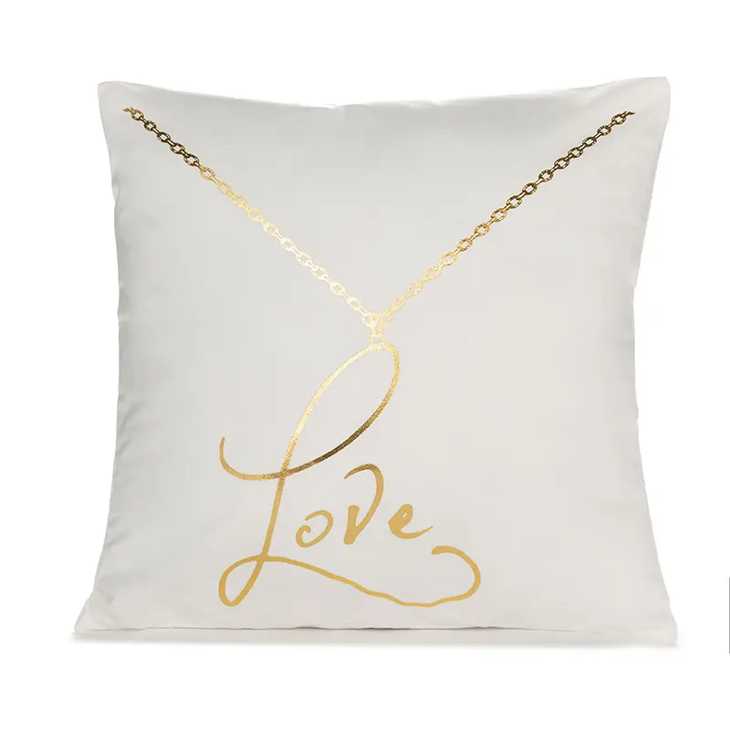Decorative Throw Pillow Case Cushion Cover Gold Stamping Leaves 18 x 18 inches 45 x 45 cm for Couch Bedroom Car