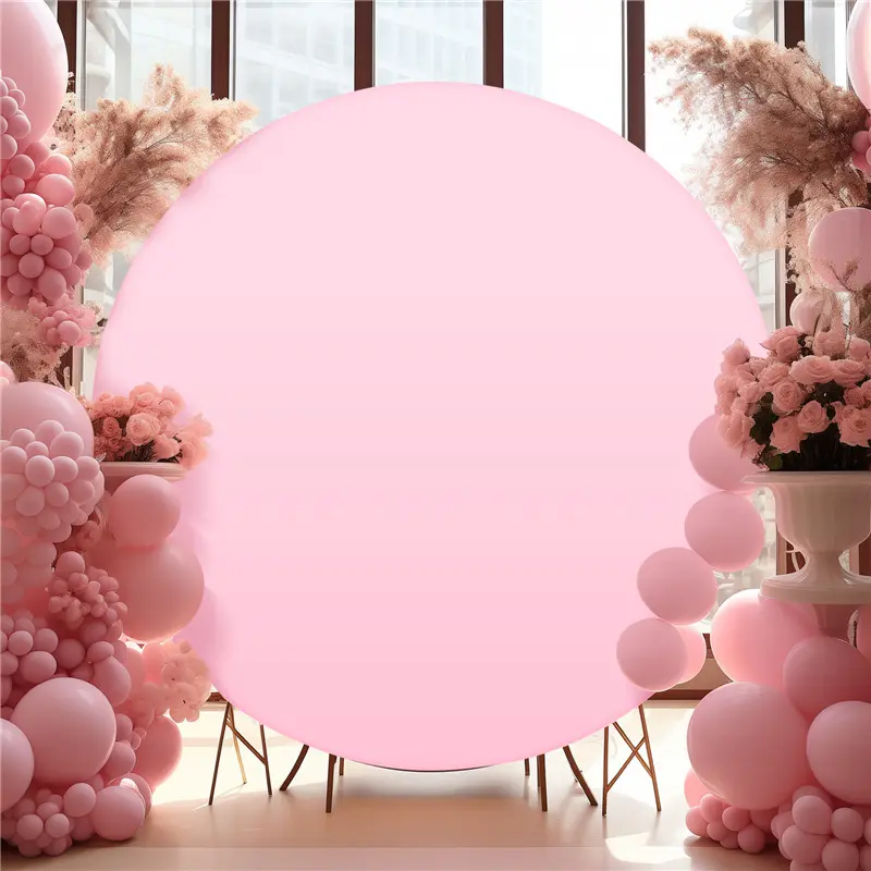 7.2FT White Round Wedding Arch Backdrop Cover for 7FT/7.2FT Circle Arch Stand, Polyester Fitted Circle Arch Backdrop Stand Cover