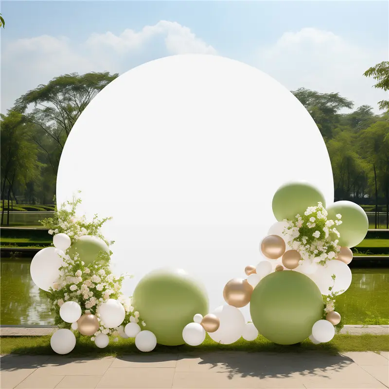 7.2FT White Round Wedding Arch Backdrop Cover for 7FT/7.2FT Circle Arch Stand, Polyester Fitted Circle Arch Backdrop Stand Cover