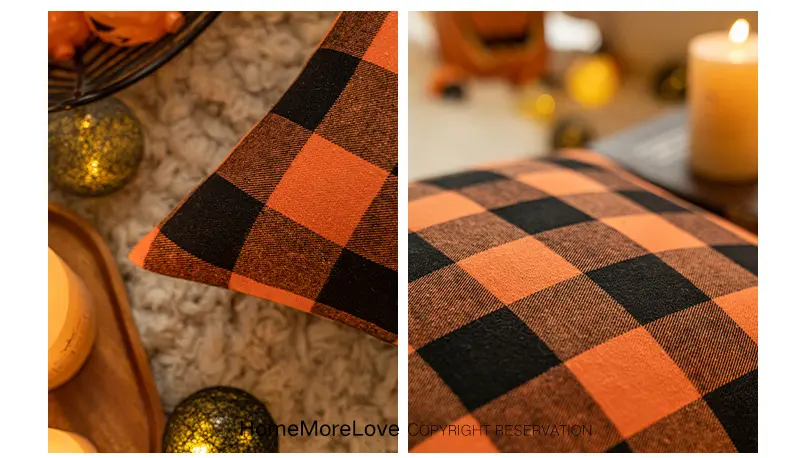 18x18inch Halloween pillow cover American living room sofa plaid cushion cover cross-border autumn bedside pillow cover