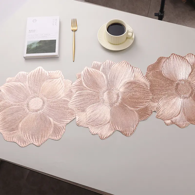 Luxurious lotus placemats PVC insulation mats table runner Hotel western food director towel ins wind dishes coasters factory