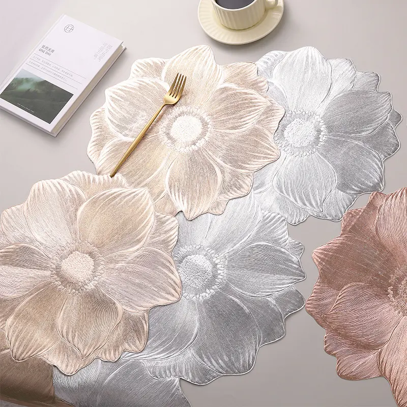 Luxurious lotus placemats PVC insulation mats table runner Hotel western food director towel ins wind dishes coasters factory