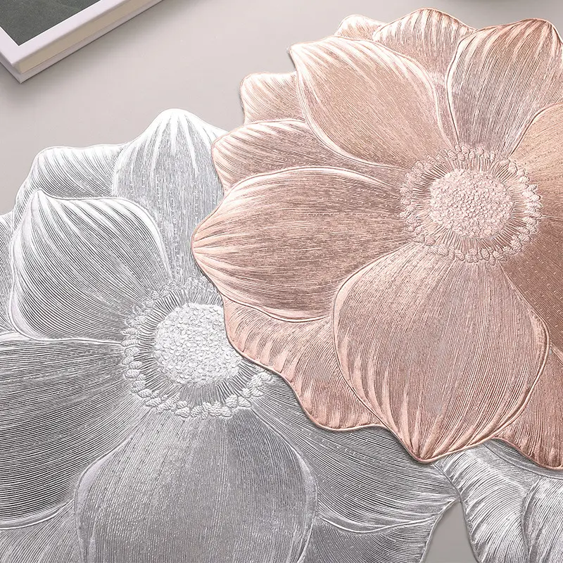Luxurious lotus placemats PVC insulation mats table runner Hotel western food director towel ins wind dishes coasters factory