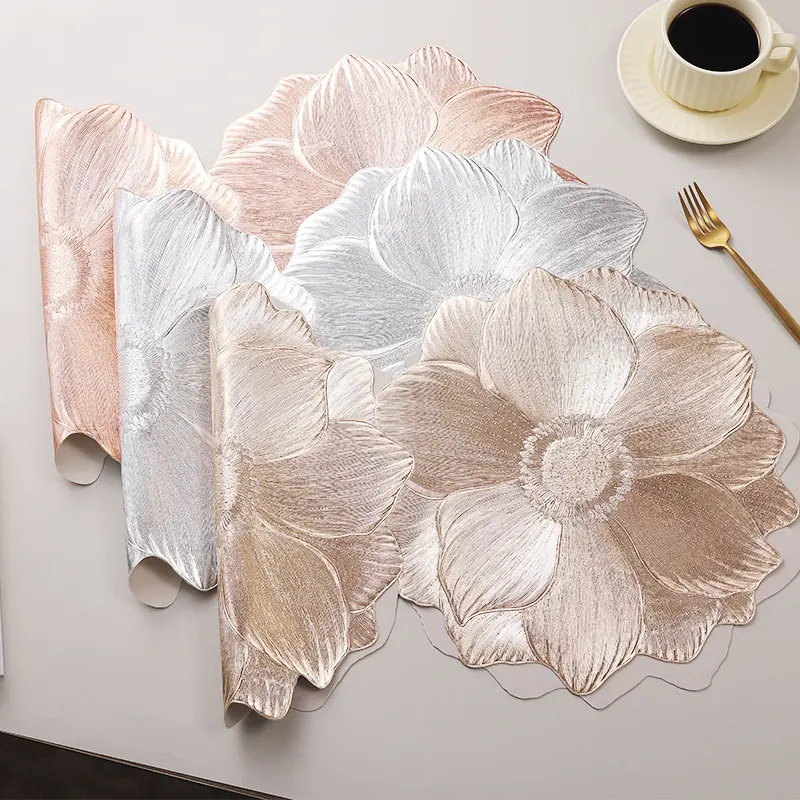 Luxurious lotus placemats PVC insulation mats table runner Hotel western food director towel ins wind dishes coasters factory