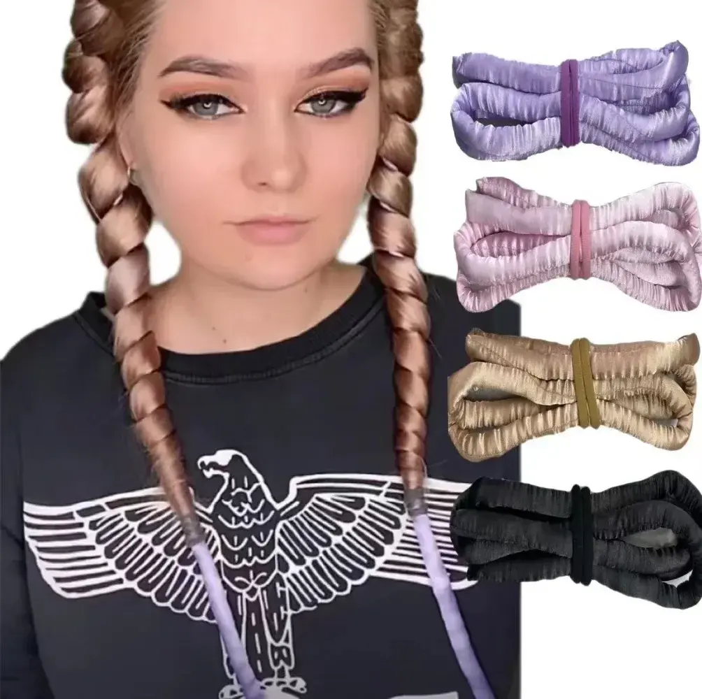 New 80CM Hair Styling Tie Helps Girls Create A Look and Beauty Heatless Curling Rod Headband Soft Hair Curlers