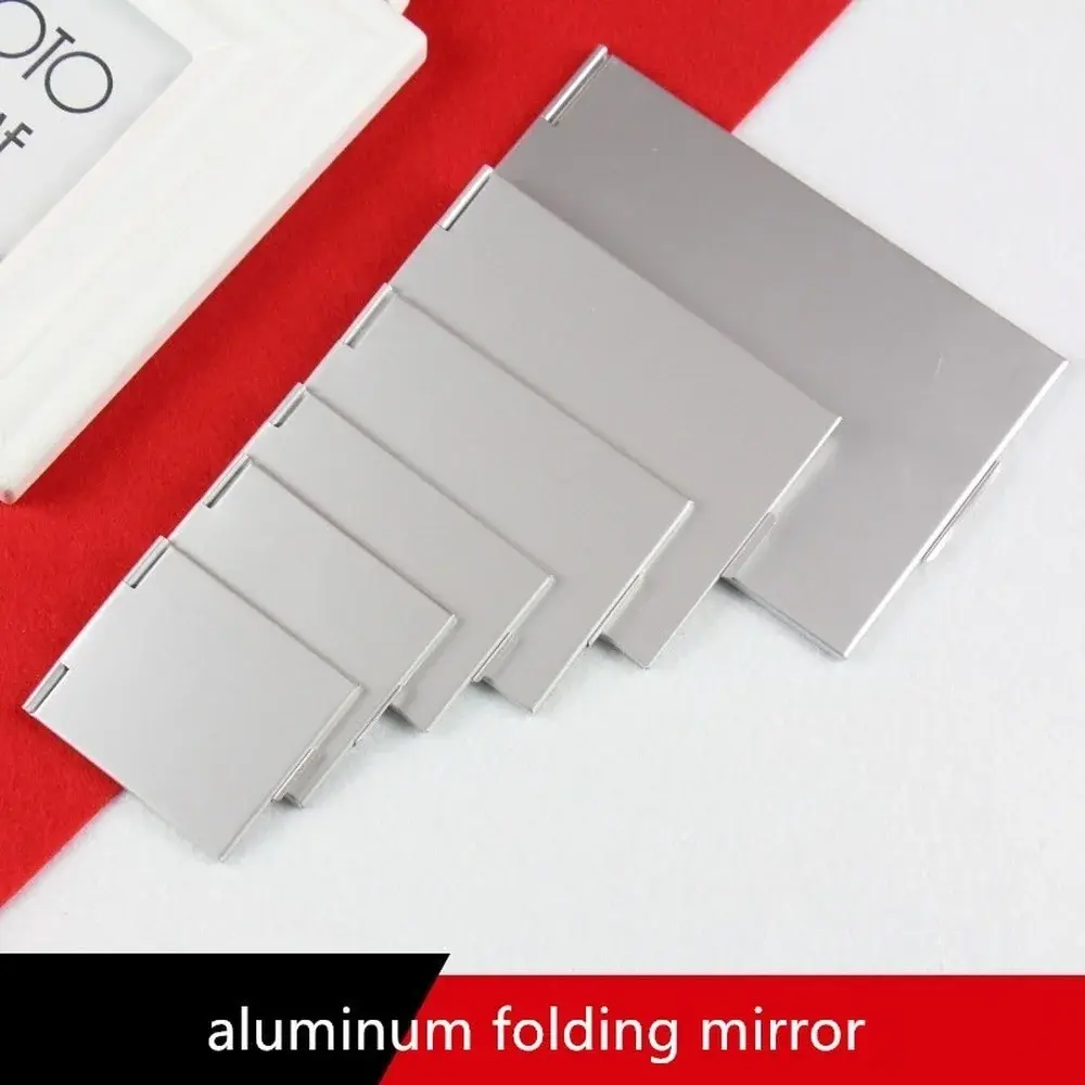 New Aluminum Folding Mirror Mini Portable Makeup Mirror Standing Small Mirror Vanity Foldable Compact Pocket Cosmetics Tools