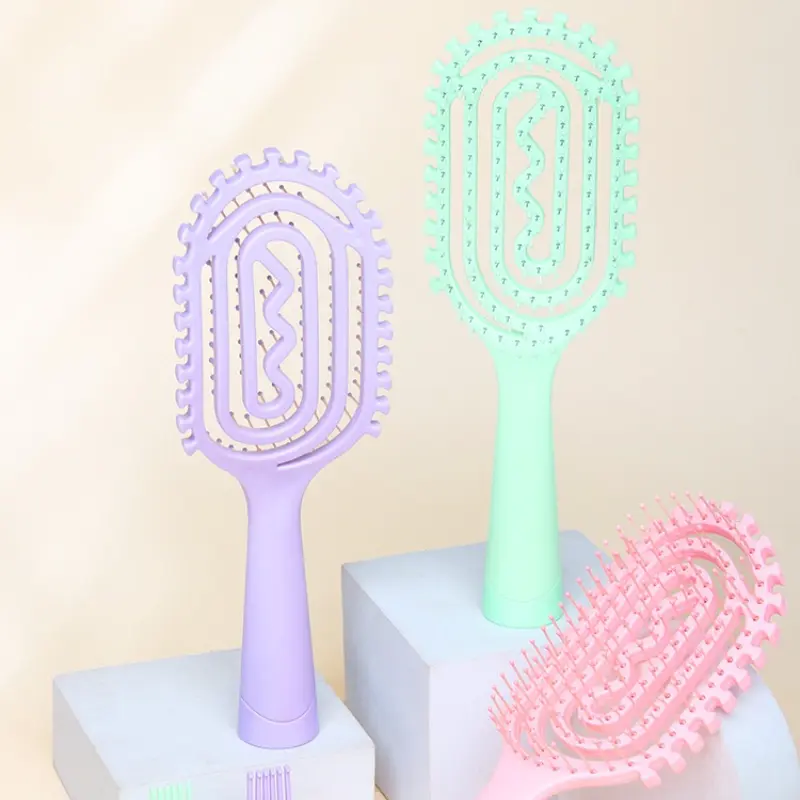 New Pastel Oval Air Cushion Hair Brush Set with Cleaner - Scalp Massage & Detangling Comb, Cute Aesthetic Women's Hair Care Tool