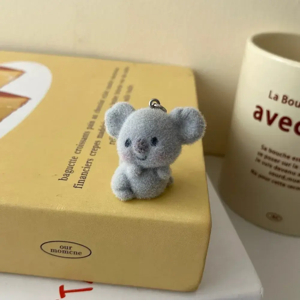 Home Decorations Cute Fluffy Koala Keychain Flocking Animal Pet Pendant for Bag Car Keys Friend Gift Cartoon Pet