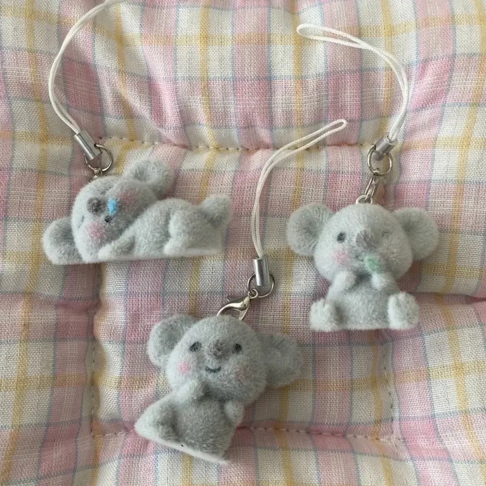 Home Decorations Cute Fluffy Koala Keychain Flocking Animal Pet Pendant for Bag Car Keys Friend Gift Cartoon Pet