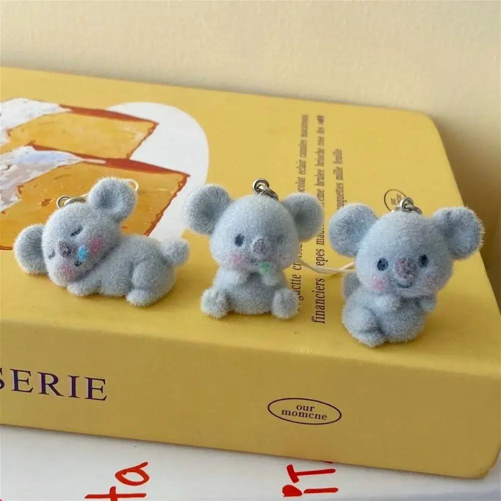 Home Decorations Cute Fluffy Koala Keychain Flocking Animal Pet Pendant for Bag Car Keys Friend Gift Cartoon Pet