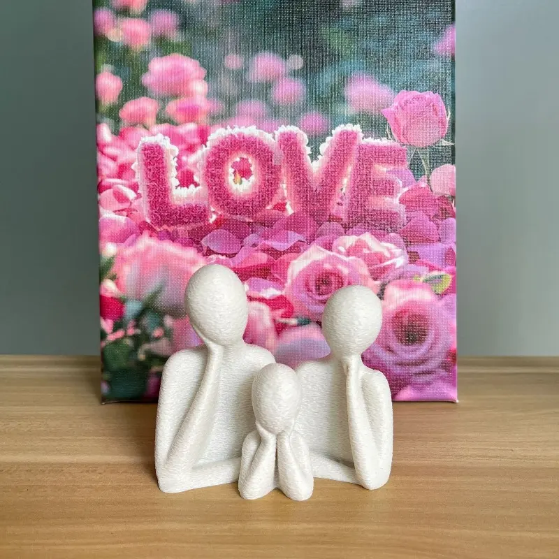 new 3D printing decoration for a family of three Abstract Family Figurines Set, Black & White, Home Decor Ornament