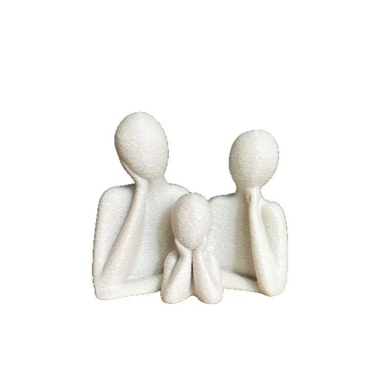 new 3D printing decoration for a family of three Abstract Family Figurines Set, Black & White, Home Decor Ornament