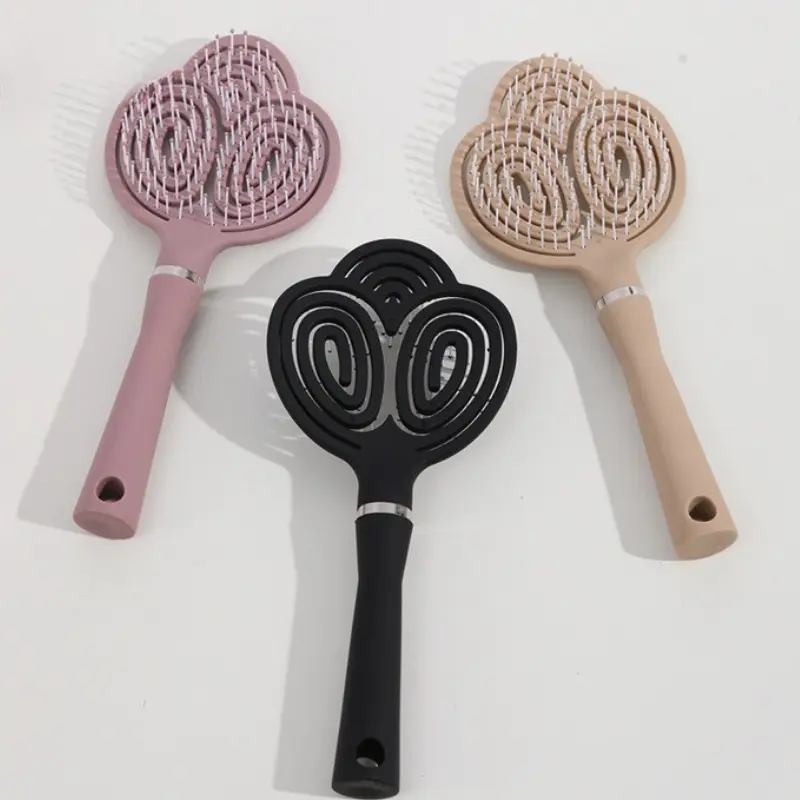 New 1PCS Ladies' Exclusive Hollow Pork Rib Scalp Comb Stylish Heart - Shaped Hair Brushes Set Cute & Functional Detangling Tools