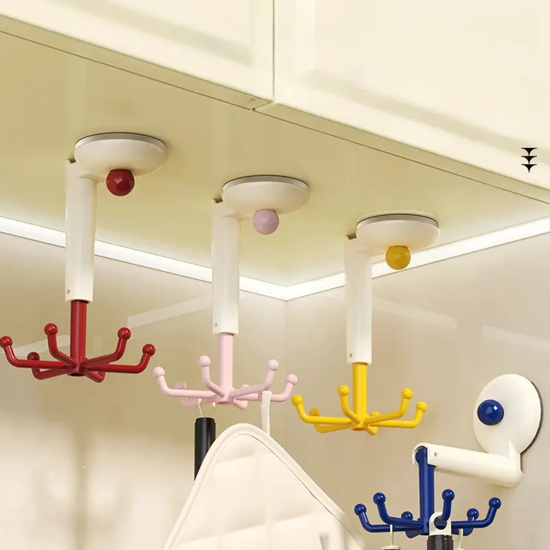 New 360° Rotating Hook Rack Double - Direction Swivel Kitchen/Bathroom Organizer Space - Efficient