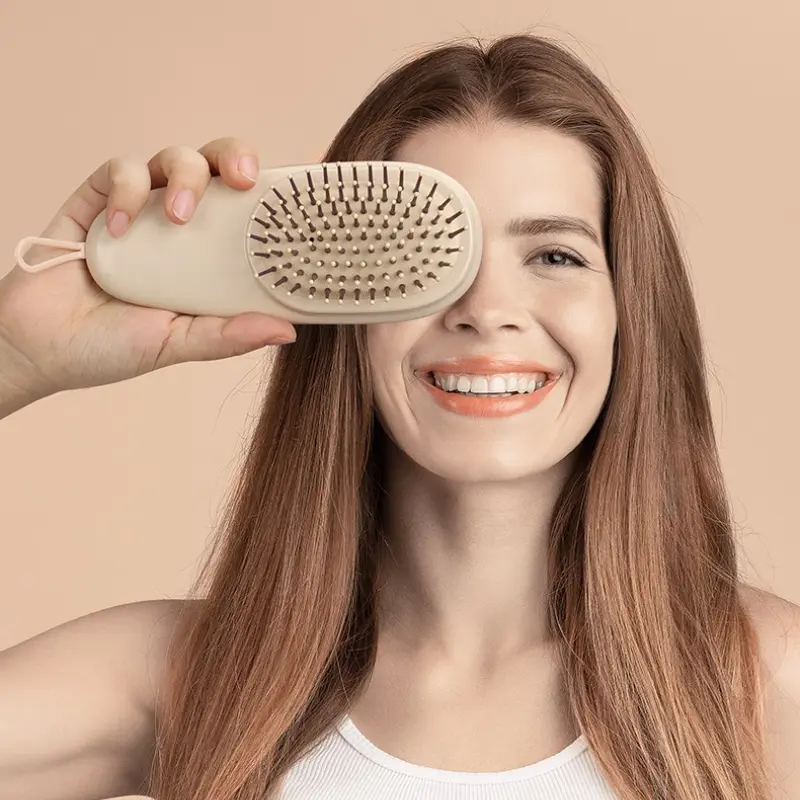 New 1PCS Palm - Fit Hair Brush Comfortable Grip Scalp Massage Comb Hangable Design Portable Airbag Cushion Comb