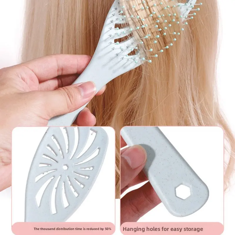 2025 New Elliptical Hollow Styling Comb Hair Fluffy Styling Artifact Curly Hair Large Rib Massage Curved Comb