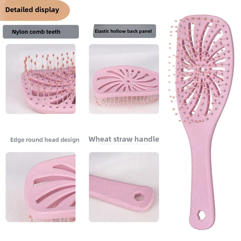 2025 New Elliptical Hollow Styling Comb Hair Fluffy Styling Artifact Curly Hair Large Rib Massage Curved Comb