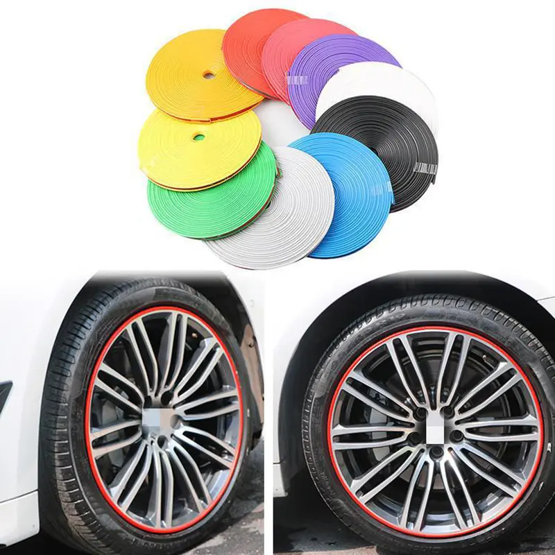 8M / Roll Rim Blades Car Vehicle Color Wheel Rims Protectors Decor Strip Tire Guard Line Rubber Mounding Trim Tire Guard Line