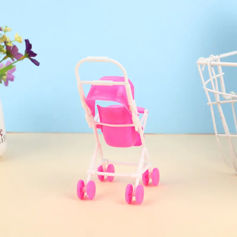 1PC Doll house scene decorations 12cm doll baby cradle cart accessories doll simulation cart