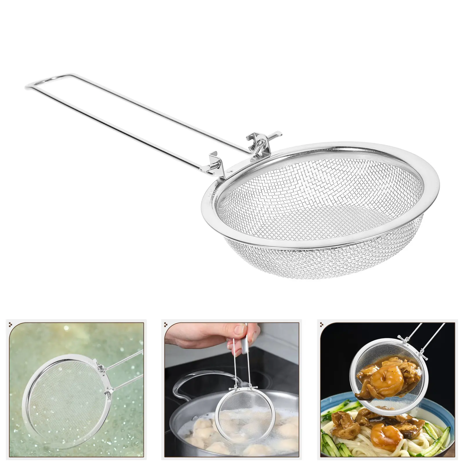 Colander Foldable Spoon Strainer Stainless Steel Cooking Oil Filter Food Strainers