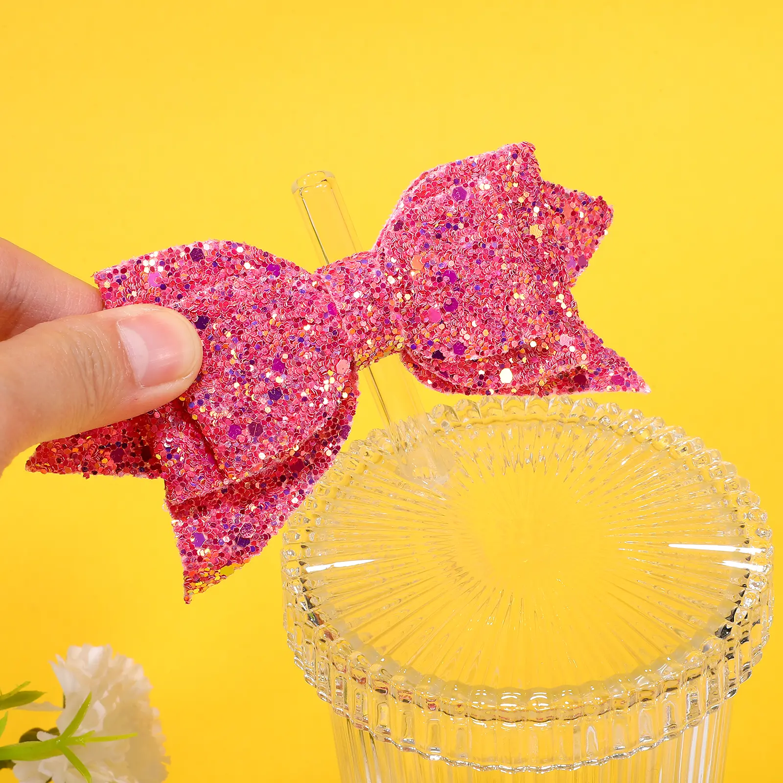 4pcs Accessories Reusable Bow Drinking Straw Decor Stoppers for Tumblers Lid Decorations Glitter Charm Elegant Gifts
