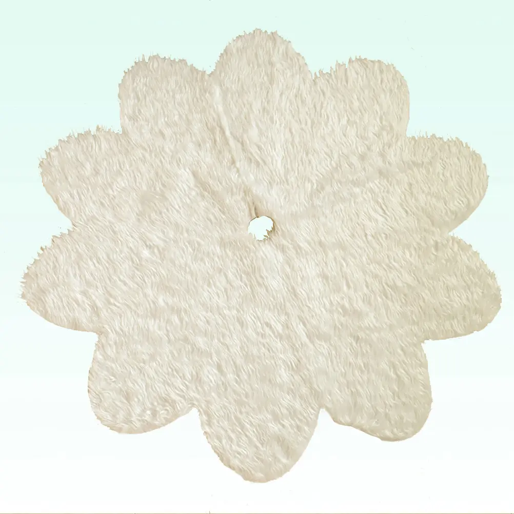 78cm Floral Shape White Artificial Wool Christmas Tree Skirt Base Decoration Xmas Tree Apron Skirt Mat