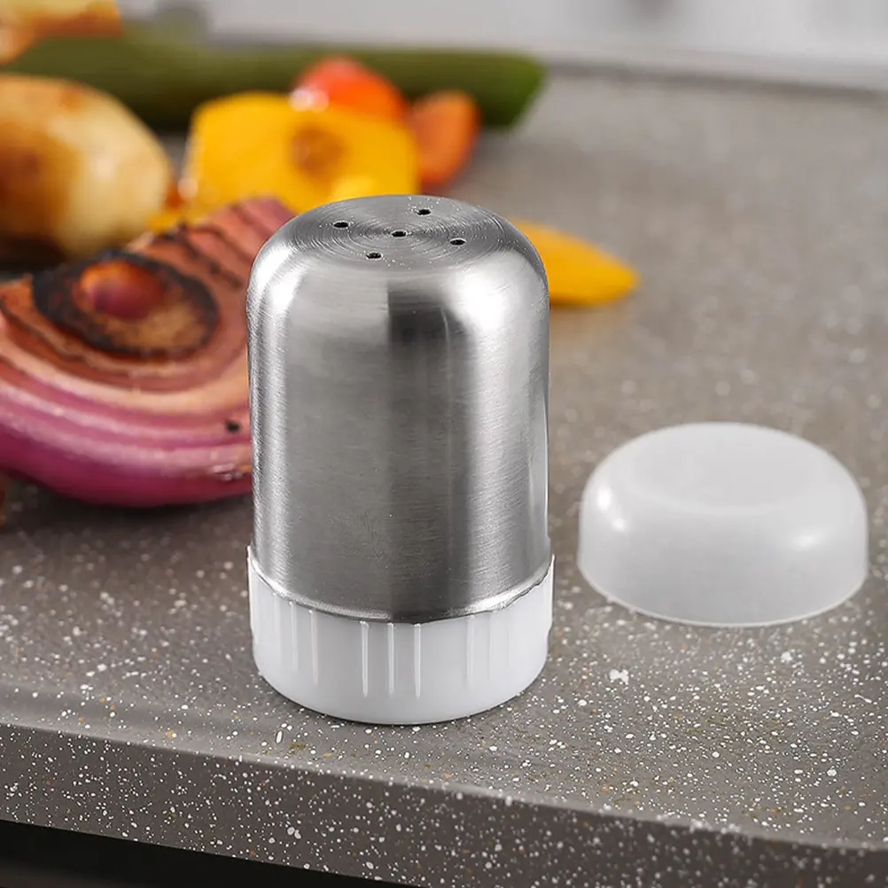 2pcs Stainless Steel Seasoning Bottle Kitchen Condiment Jar Salt Pepper Spice Storage Container for Household