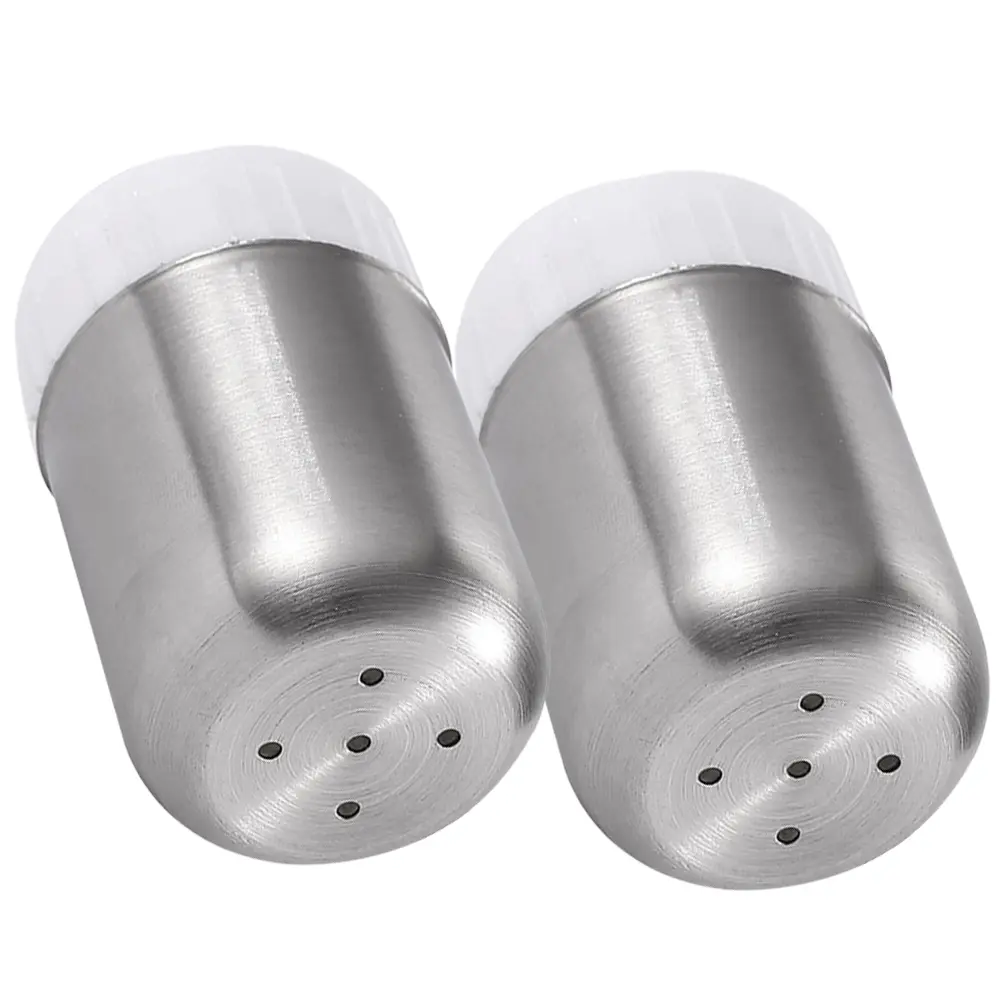 2pcs Stainless Steel Seasoning Bottle Kitchen Condiment Jar Salt Pepper Spice Storage Container for Household