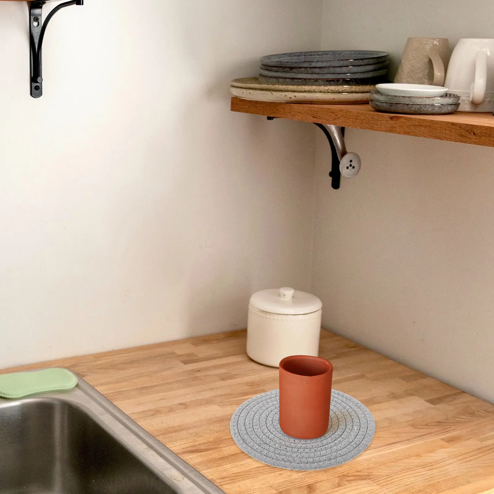 Woven Placemats for Dining Table Hot Pads Countertops Braided Coasters Kitchen Pot Holders Cotton