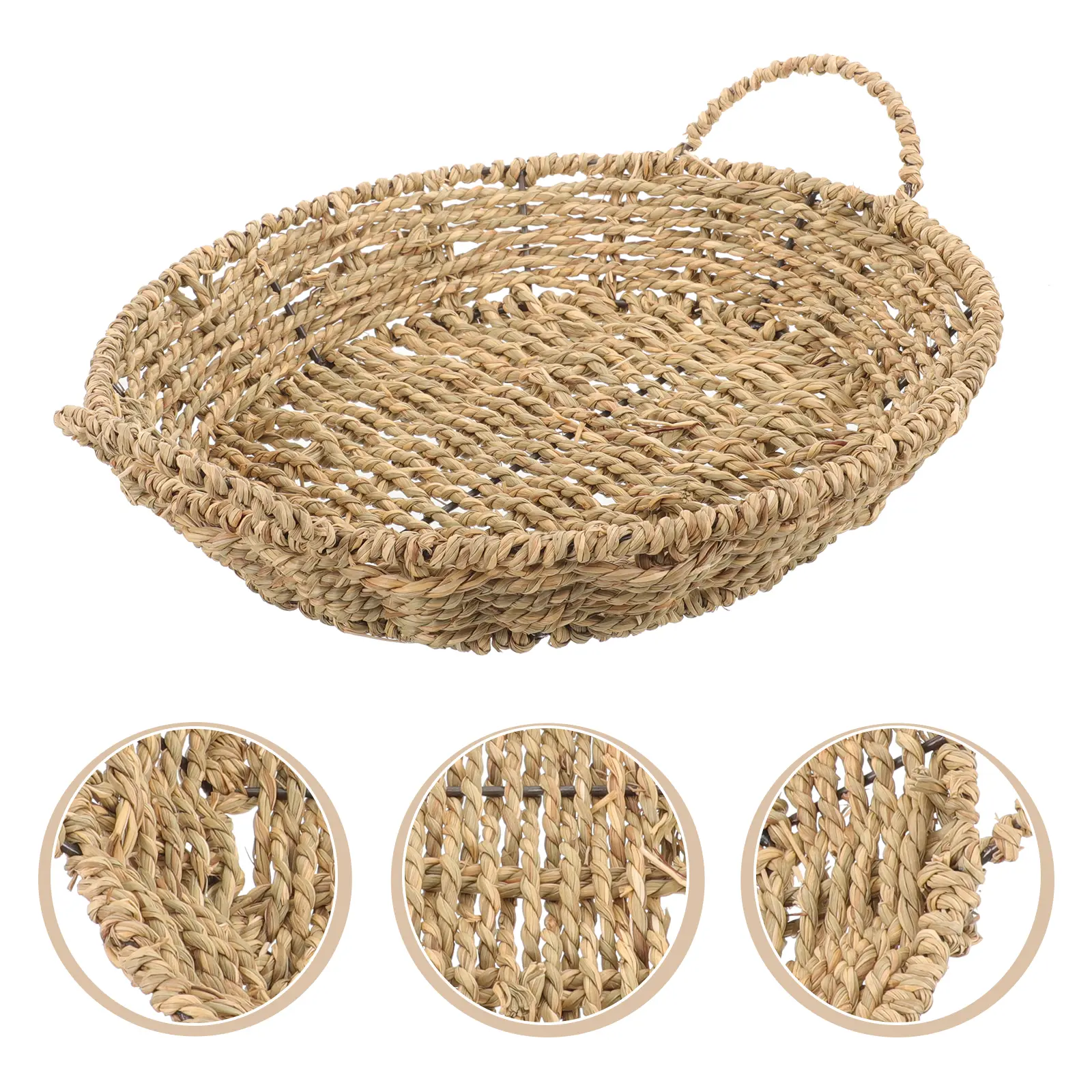 Straw Pot Kitchen Hot Pan Holder 30x5cm Woven Hot Pan Kitchen High Temp Resistance for Table Protection Durability