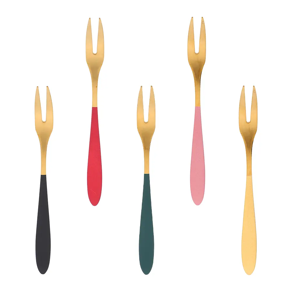 5pcs Stainless Steel Fruit Forks Polished Lightweight Mini Dessert Snack Appetizer Cake Forks for Party Banquet Home