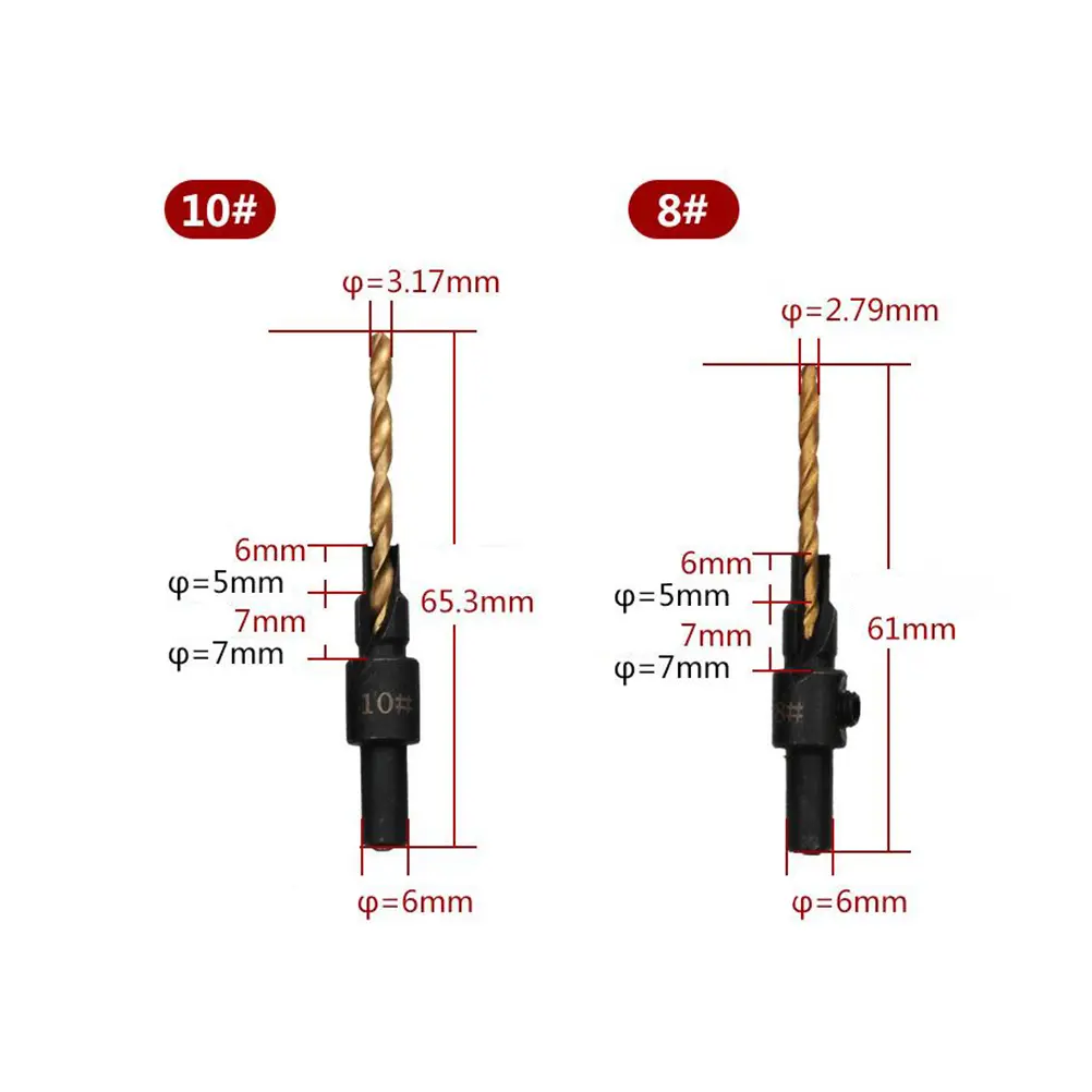 5 pcs Countersink Drill Bit Set High Speed Steel Durable for Wood Plastic Metal DIY Building Engineering Tool Parts
