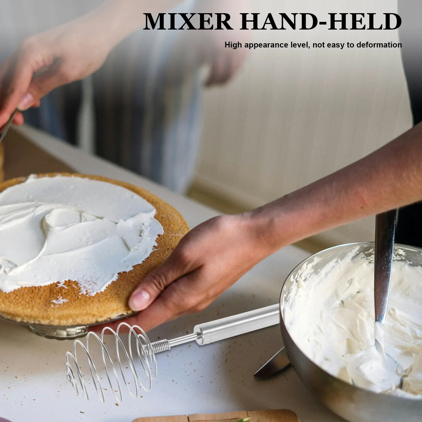 1pc Stainless Steel Egg Whisk Mixer Easy-Clean No Deformation Baking Cooking Hand Mixer For Eggs Whipping Kitchen Tool