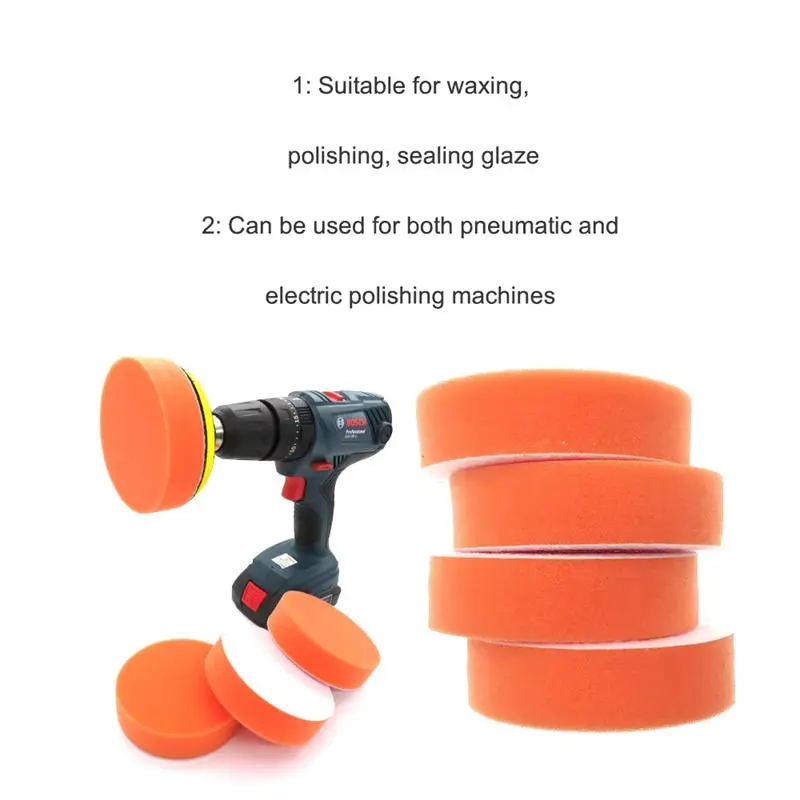 Orange Car Polishing Pad Set Professional Car Polishing Product Auto 5Inch Car Sponge Buffing Waxing Pad Flat Polishing Pad