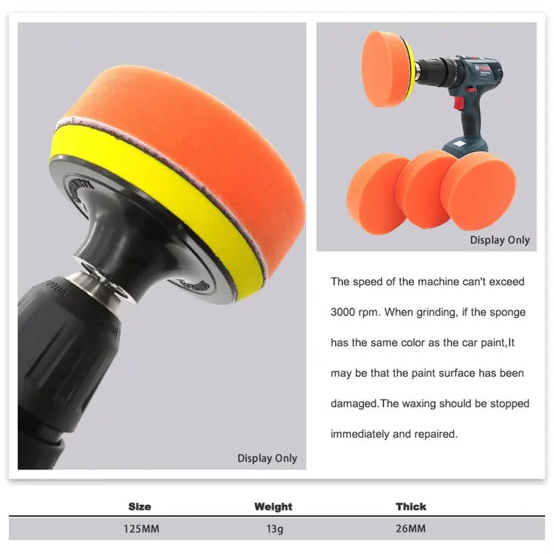 Orange Car Polishing Pad Set Professional Car Polishing Product Auto 5Inch Car Sponge Buffing Waxing Pad Flat Polishing Pad