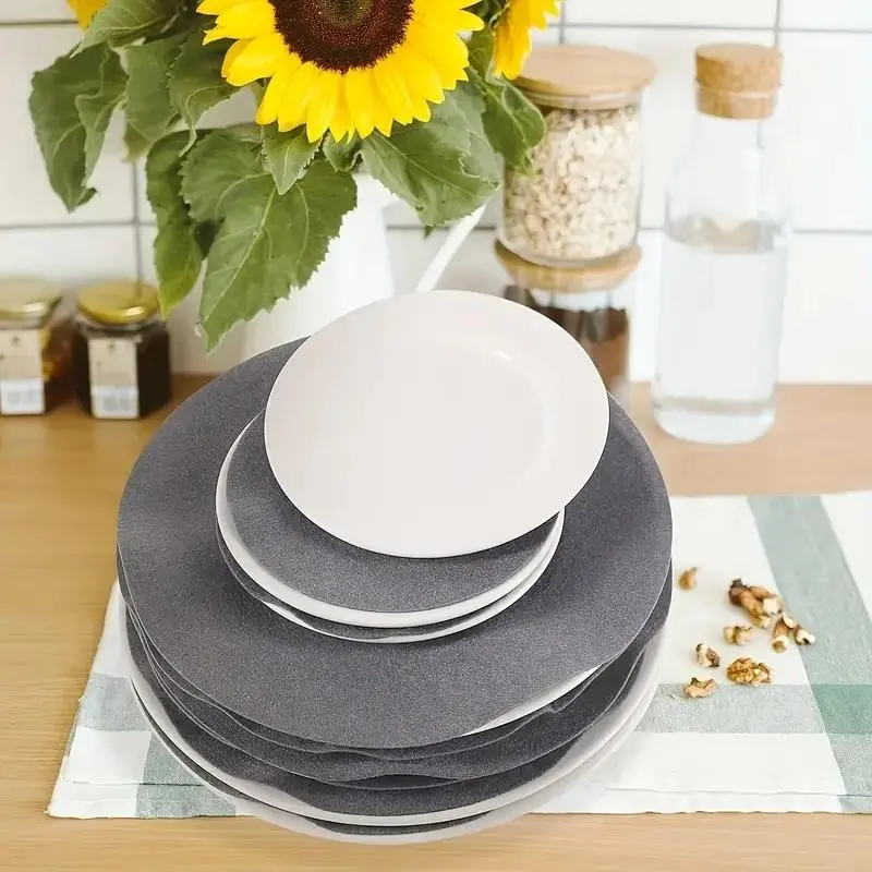 1set Felt Dish Protection Pad Bowl Anti-Friction Pad Soft Board Storage Packing Food Plate Divider Separator Protectors