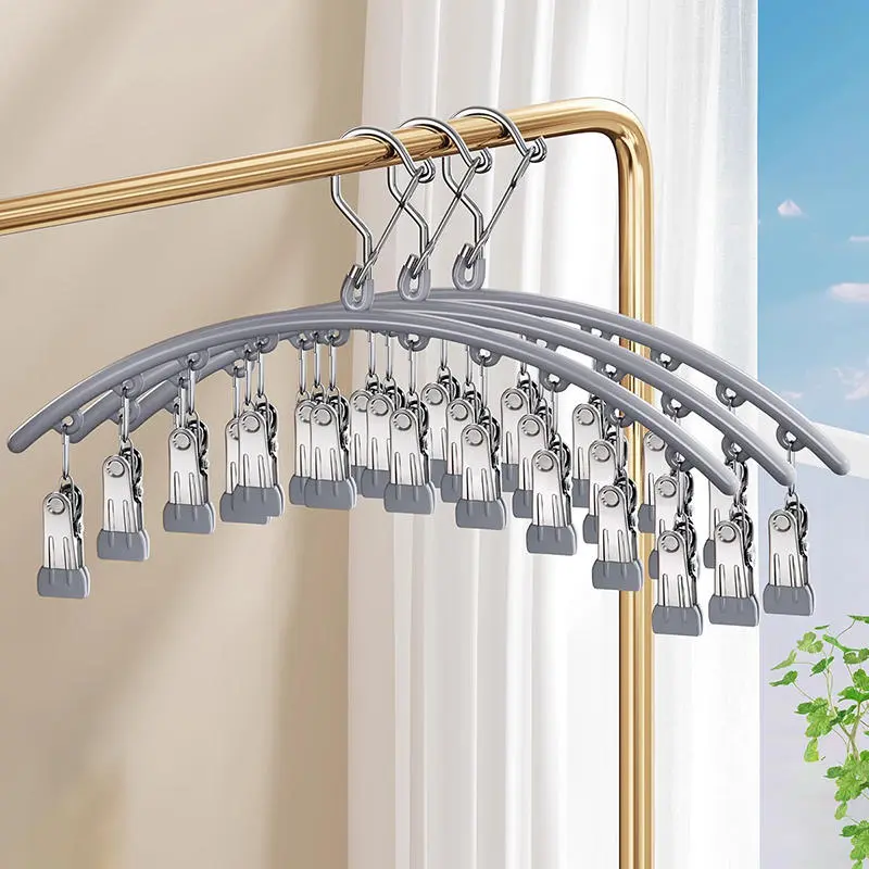 Hanger Space Saving Curved Hanger For Yoga Pants And Leggings Closet Organizer With 10 Clips For Clothing Store Pants Hanger