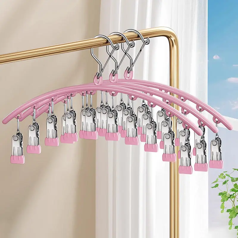 Hanger Space Saving Curved Hanger For Yoga Pants And Leggings Closet Organizer With 10 Clips For Clothing Store Pants Hanger