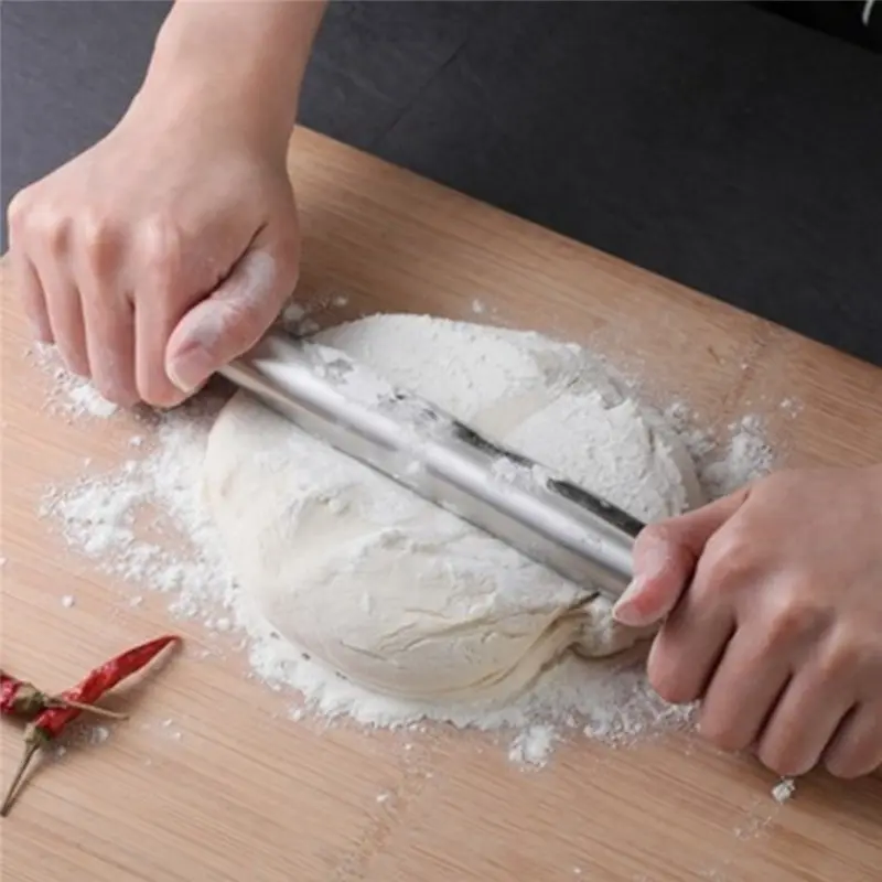 Stainless Steel Rolling Pin Kitchen Utensils Dough Roller Bake Pizza Noodles Cookie Dumplings Making Non-stick Baking Tools 2024
