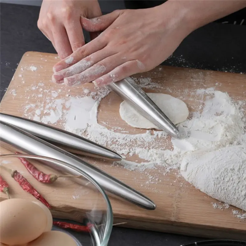 Stainless Steel Rolling Pin Kitchen Utensils Dough Roller Bake Pizza Noodles Cookie Dumplings Making Non-stick Baking Tools 2024