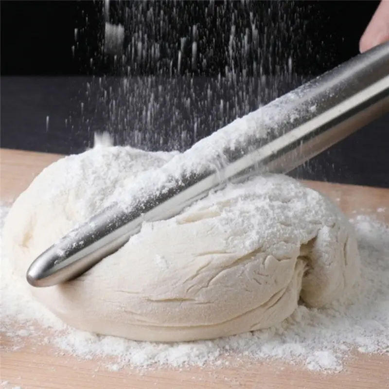 Stainless Steel Rolling Pin Kitchen Utensils Dough Roller Bake Pizza Noodles Cookie Dumplings Making Non-stick Baking Tools 2024
